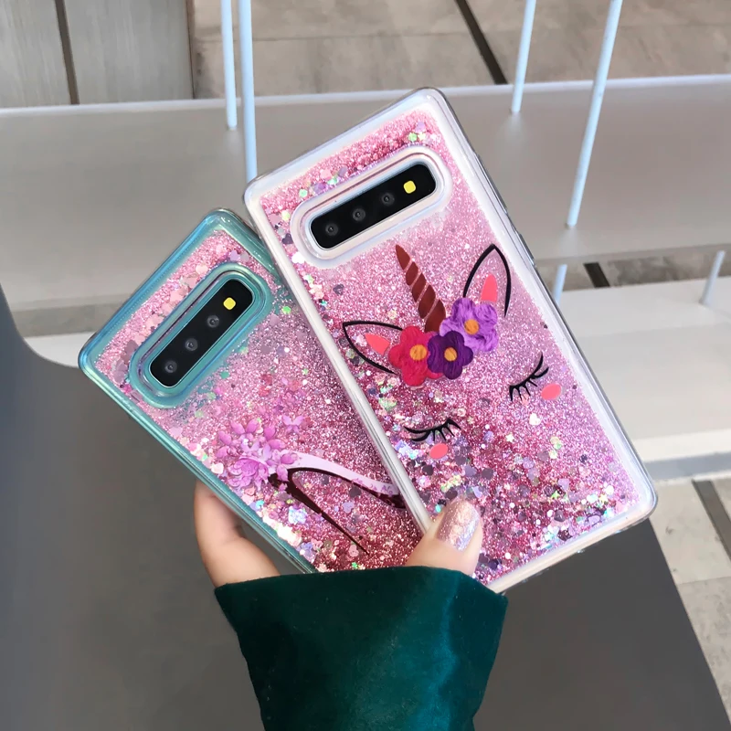 YHBBCASES Единорог каблуки мягкий чехол для Samsung Galaxy S8 S9 S10 Plus Note 8 9 динамические жидкие