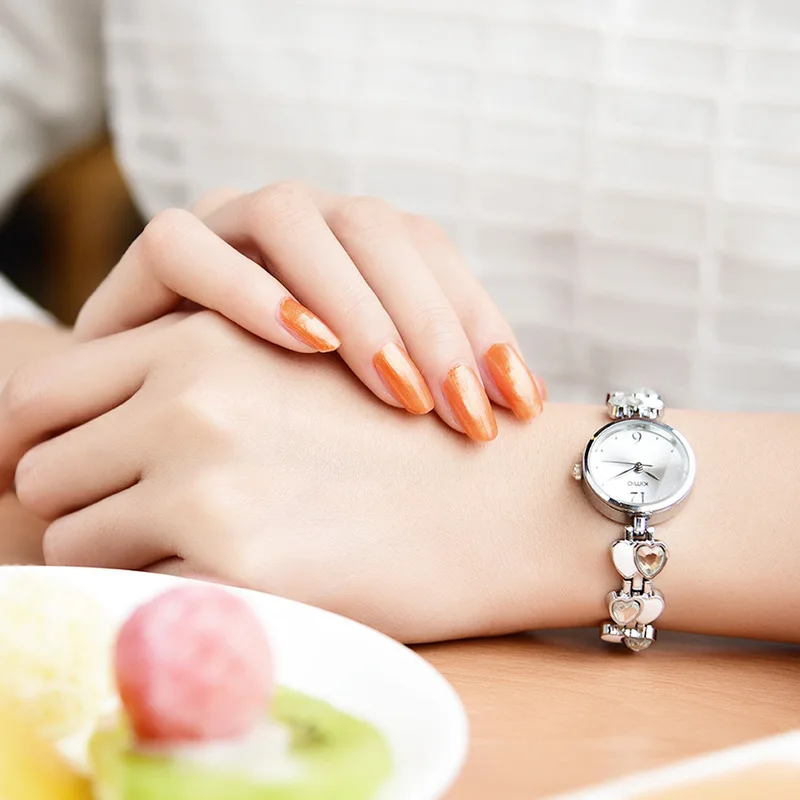 Kimio бренд relojes con diamantes любовь сердце драгоценный камень тонкий ремешок наручные