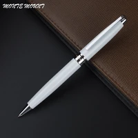 luxury writing pen white silver clip metal ballpoint pen with gift for business office supplies stationery ball pens