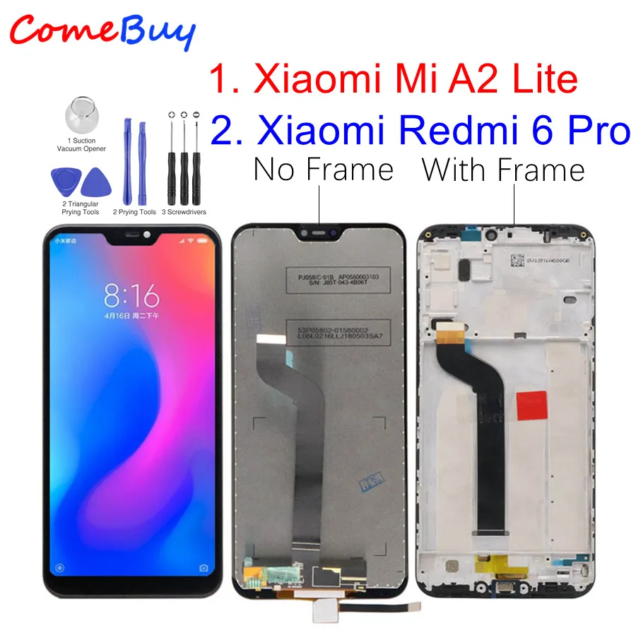 Для Xiaomi mi A2 Lite ЖК-дисплей кодирующий преобразователь сенсорного экрана в сборе с рамкой для Xiao mi Red mi 6 Pro замена ЖК-экрана