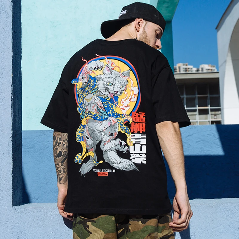 Мужская футболка в стиле хип хоп летняя уличная с коротким рукавом и принтом