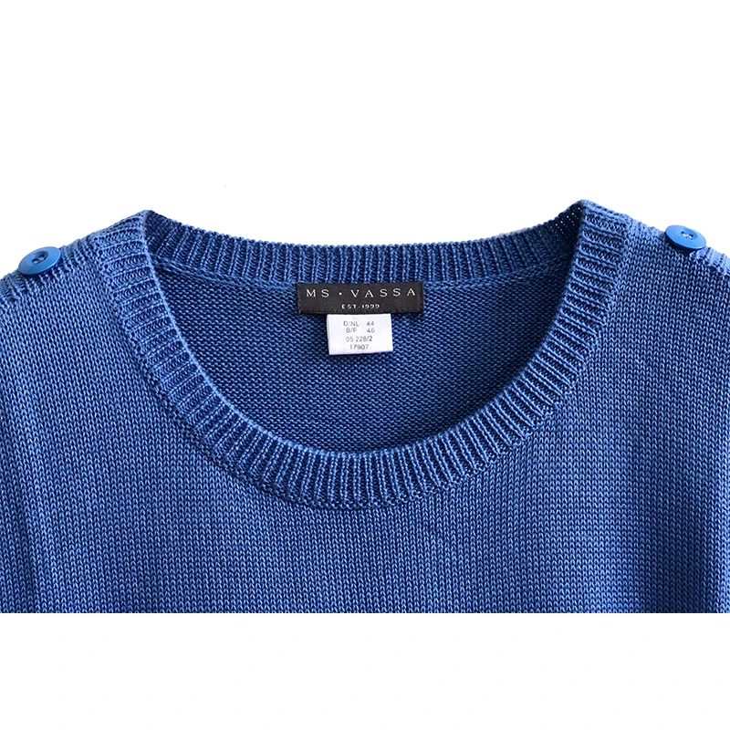 MS VASSA сезон: весна–лето Для женщин Комплект синего цвета с круглым вырезом