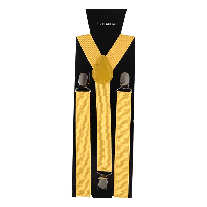 Dark Yellow 40 цветов эластичные кожаные подтяжки для мужчин 3 зажимы подтяжек винтажные мужские s Женские Подтяжки Брюки Свадебные подтяжки для юбки - Цвет: Dark Yellow