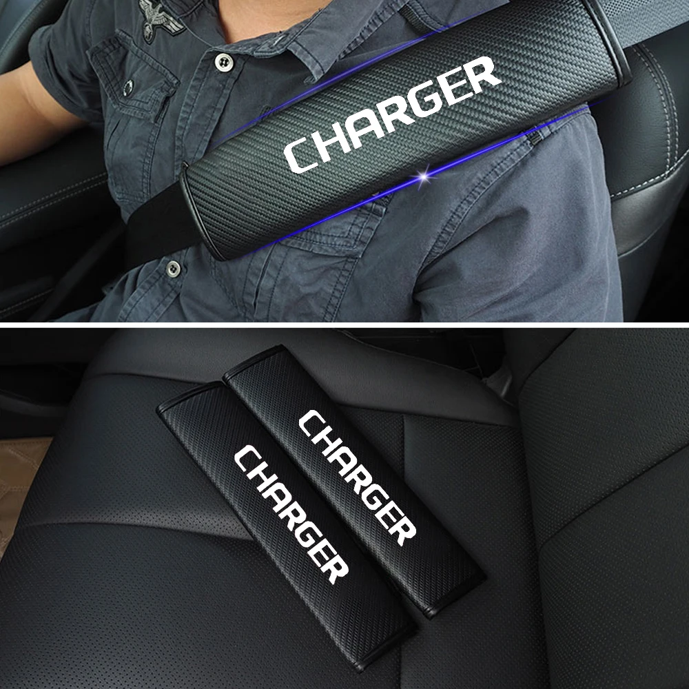 

For Dodge Charger Car Seat Belt Shoulder Strap Protect Pads Cover No Slip No Rubbing Soft Comfort 2Pcs Red Blue White