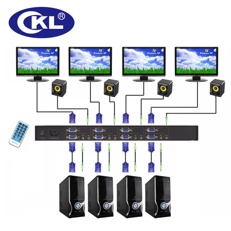 CKL 4A4 4x4 Матрица VGA переключатель сплиттер коробка с аудио и ИК пульт