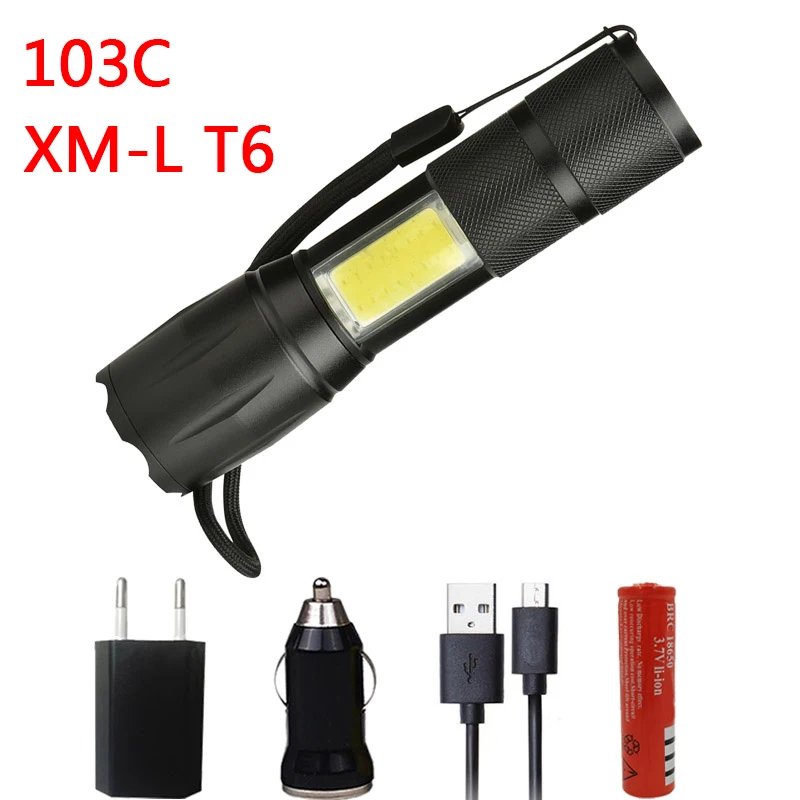 Litwod Z20A100 XM-L2 U3 Micro USB Перезаряжаемый светодиодный фонарь, водонепроницаемый фонарь, 5 режимов, масштабируемый для кемпинга - Испускаемый цвет: Rechargeable F