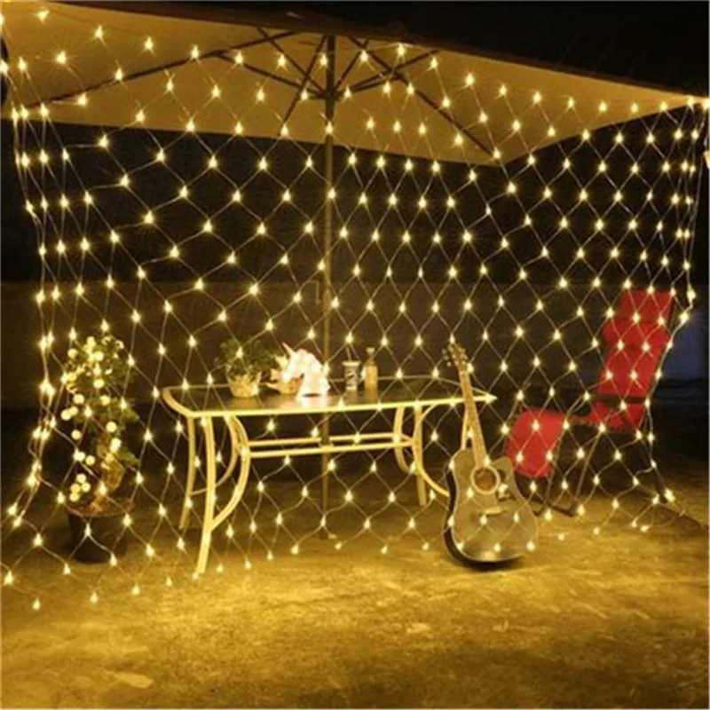 

96 Leds Mesh Net String Light EU/US Plug Christmas Curtain Fairy Decoration 8 Modes Indoor/Outdoor for Party,Wedding,New Year
