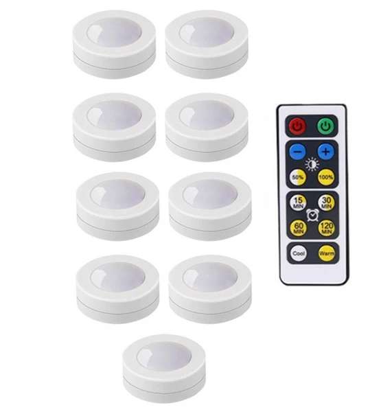 1Controller 9Lamp Светильник для шкафа, беспроводной, с регулируемой яркостью, сенсорный датчик, двойной цвет, светодиодный, ночные лампы, батарея, дистанционное управление, подходит для кухни, лестницы - Цвет: 1Controller 9Lamp