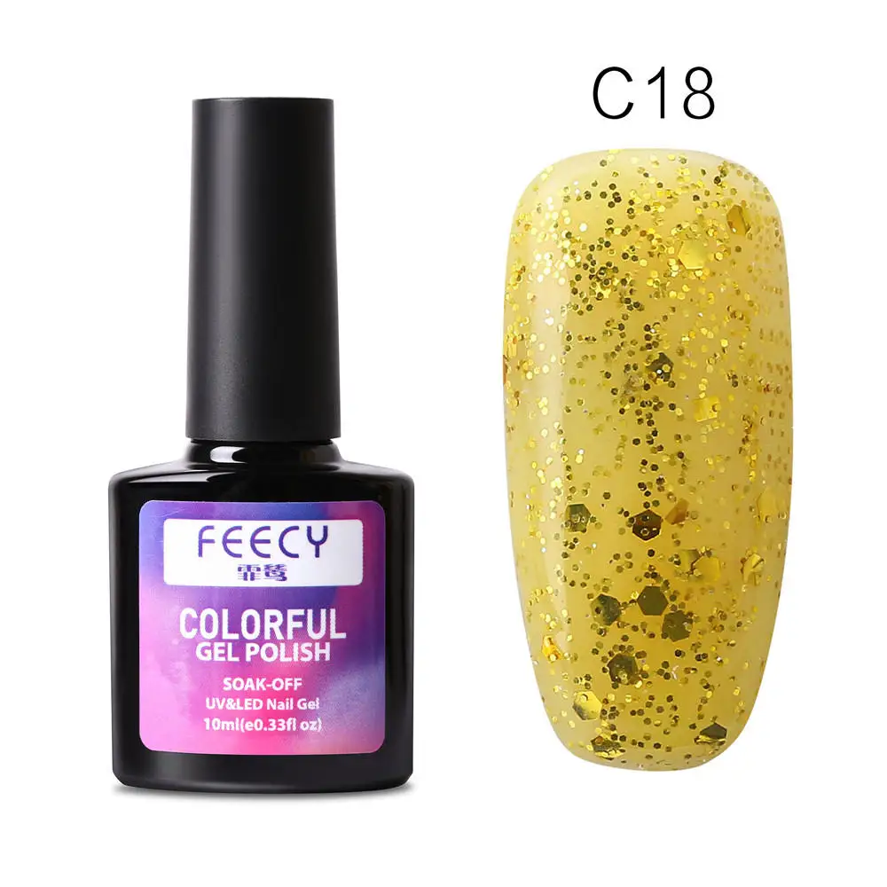 Feecy C18 Gel Nail Polish Soak Off UV LED Gel Varnish Wipe Top Coat Color Nail Gel Polish DIY Nail Art Lacquer Manicure Nail Art Tool - Цвет: Feecy C18