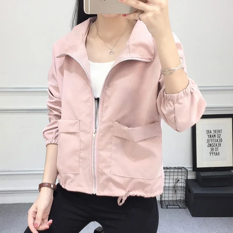 Women Jacket Basic Coat Spring Summer Newest Fashion Female Casual Long Sleeve Loose Solid Short Thin Jacket Outerwear Coat