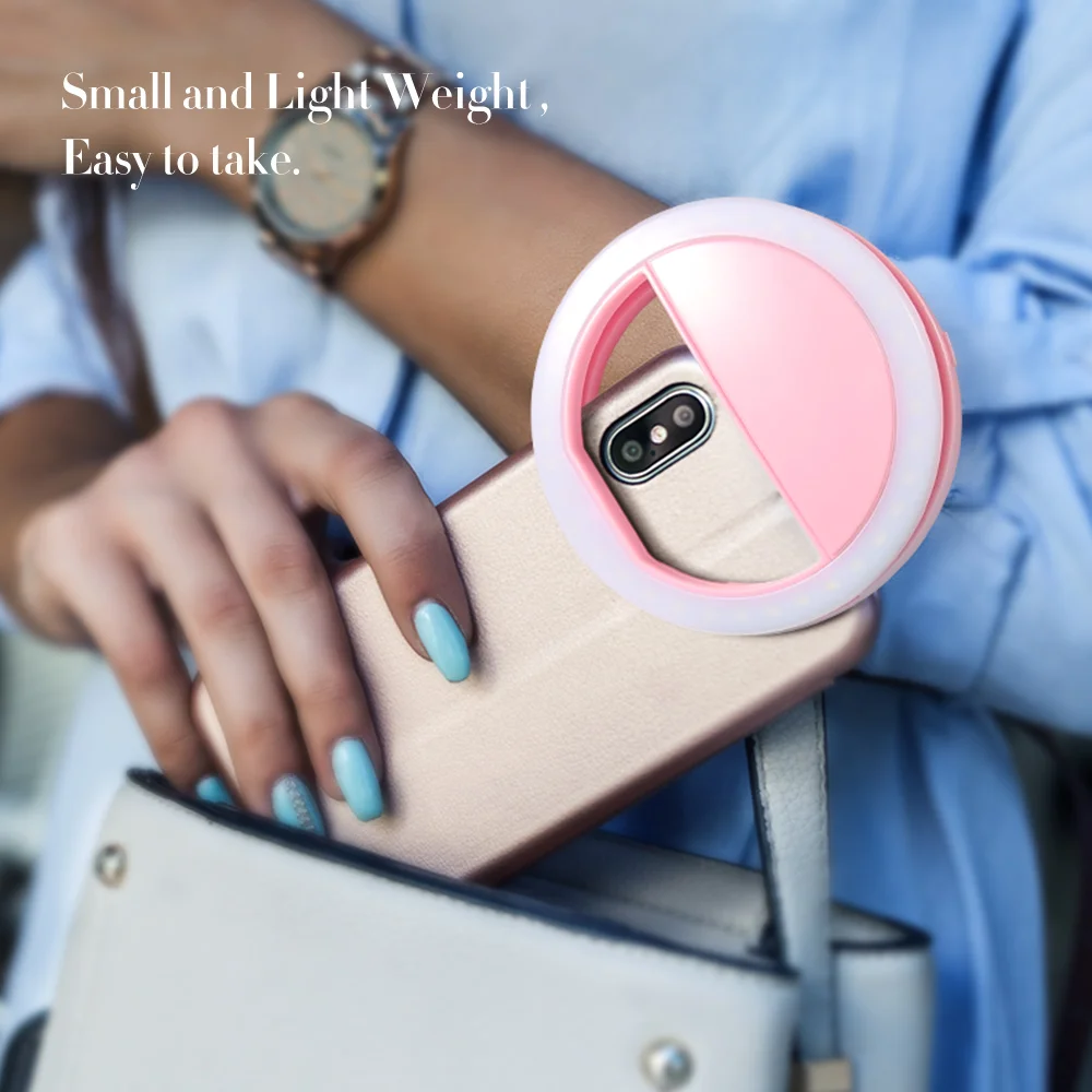 CASEIER Universal Selfie LED Flash Light For iPhone X 7 Huawei Ring Luminous Clip Lights Adjustable Samsung |