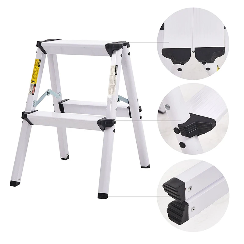 

2-Foot Aluminum Stepladder Portable Folding Step Stool,300 Pound Duty Rating,White
