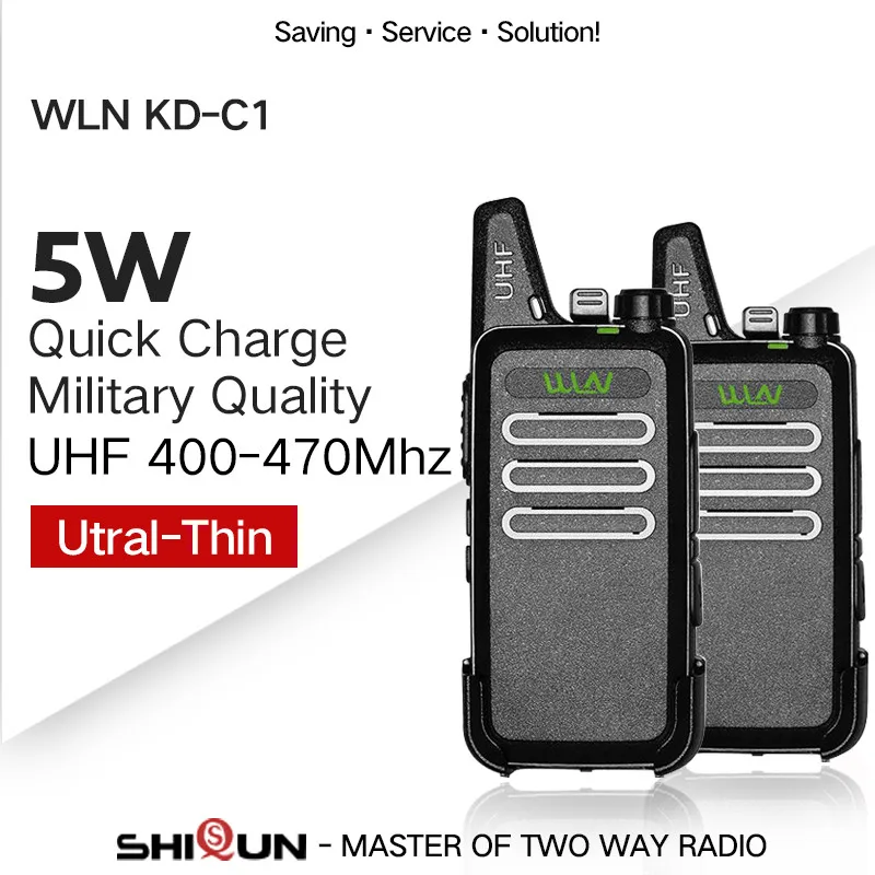 Standard-Black 2 шт WLN KD-C1 Мини Портативная рация 5 Вт UHF портативная двухсторонняя радиостанция RT22 WLN радио 5 Вт Мини Портативная 2 способ радио UHF 400-470 USB - Цвет: Standard-Black