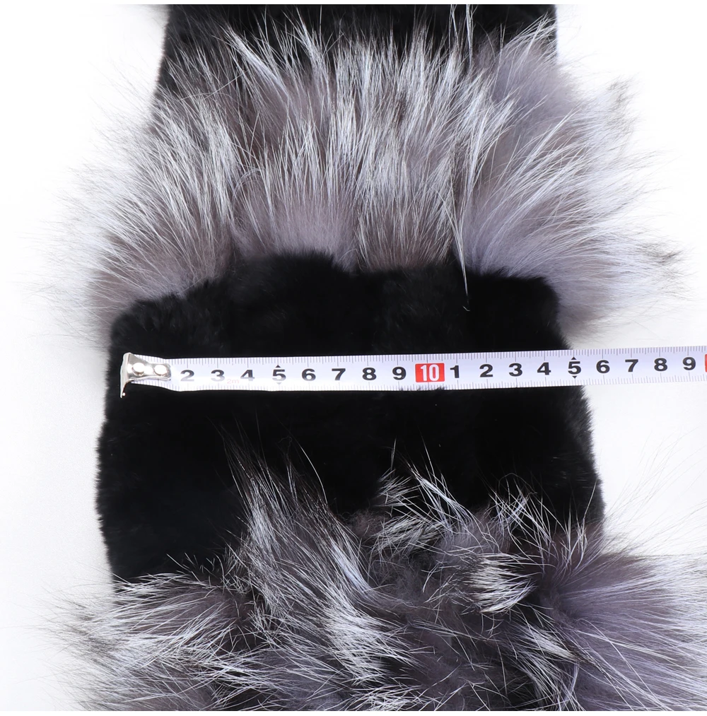 Hot Sale Women Fashion Real Silver Fox Fur Scarf Natural Warm Rex Rabbit Fur Muffler Lady Winter Genuine Fur Scarves