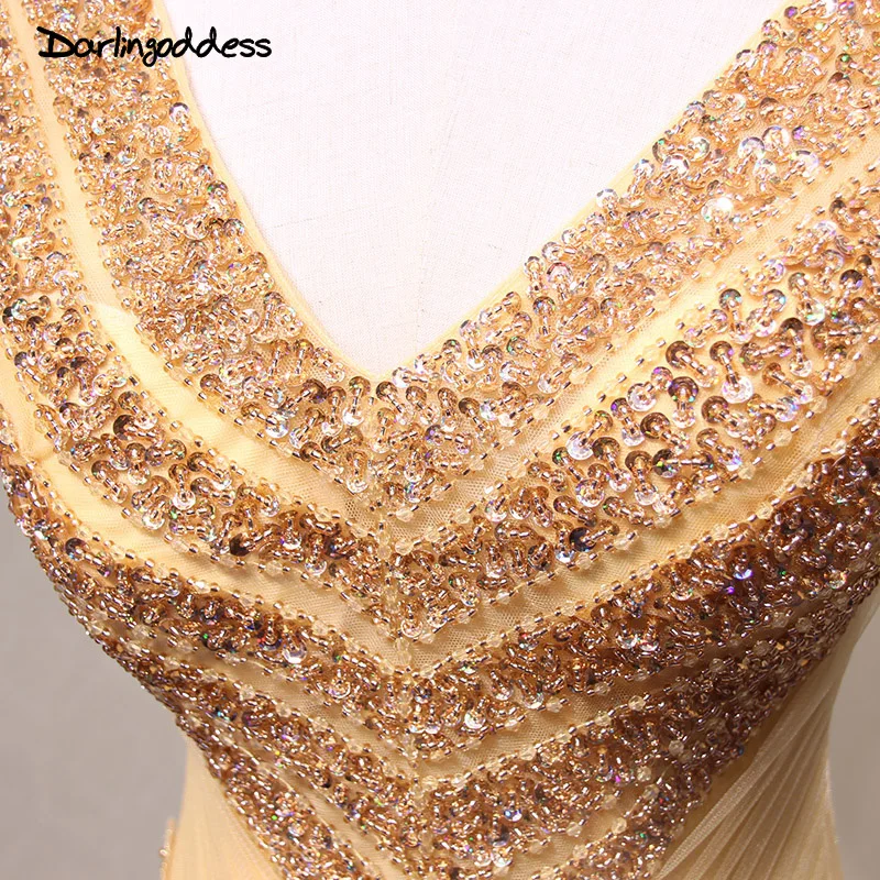 Роскошное золотистое фиолетовое длинное вечернее платье с бисером красное