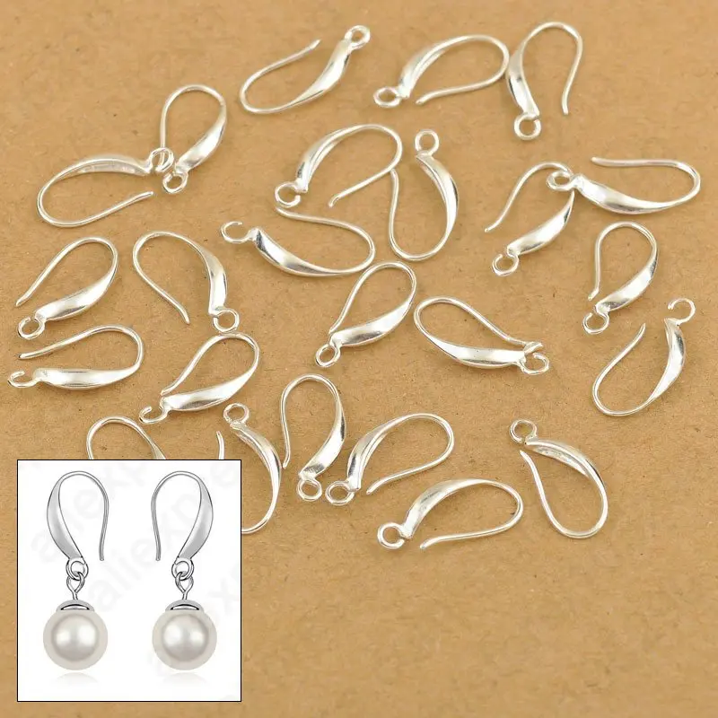 

100Pcs/Lot Fine Jewelry Design Earring Findings 925 Sterling Silver Ear Hook For Cubic Zirconia Crystal Beads