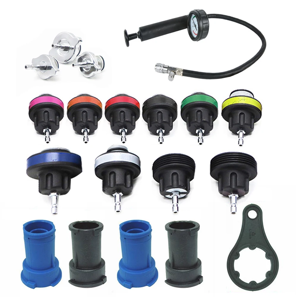 18pcs Professional Radiator Leak Detector Car Cooling System Tester Auto Repairing Pressure Gauge Kit | Инструменты