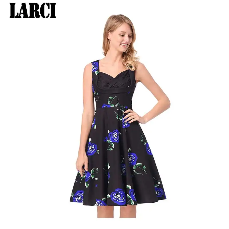 LARCI Винтажное платье 2018 новые летние с круглым вырезом без рукавов vestidos Для