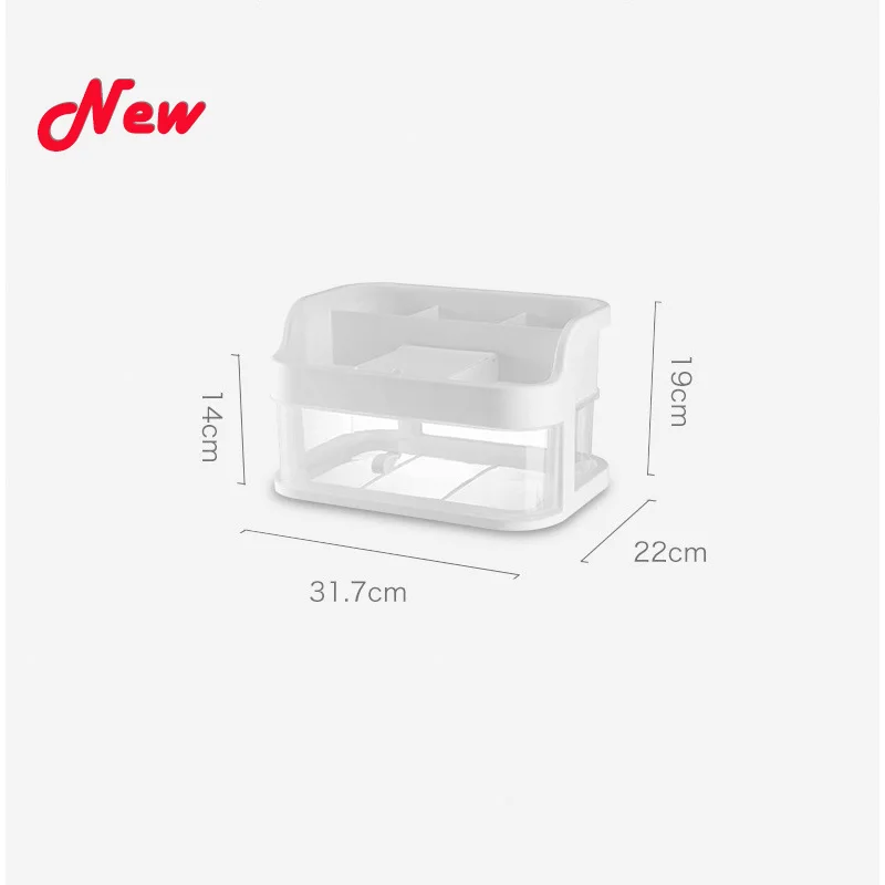New White 1LAYERS Мини 2 3 слоя Настольный ящик для хранения Коробка для хранения мелочей чехол для мелких предметов косметическая коробка Настольный макияж Органайзер дропшиппинг - Цвет: New White 1LAYERS