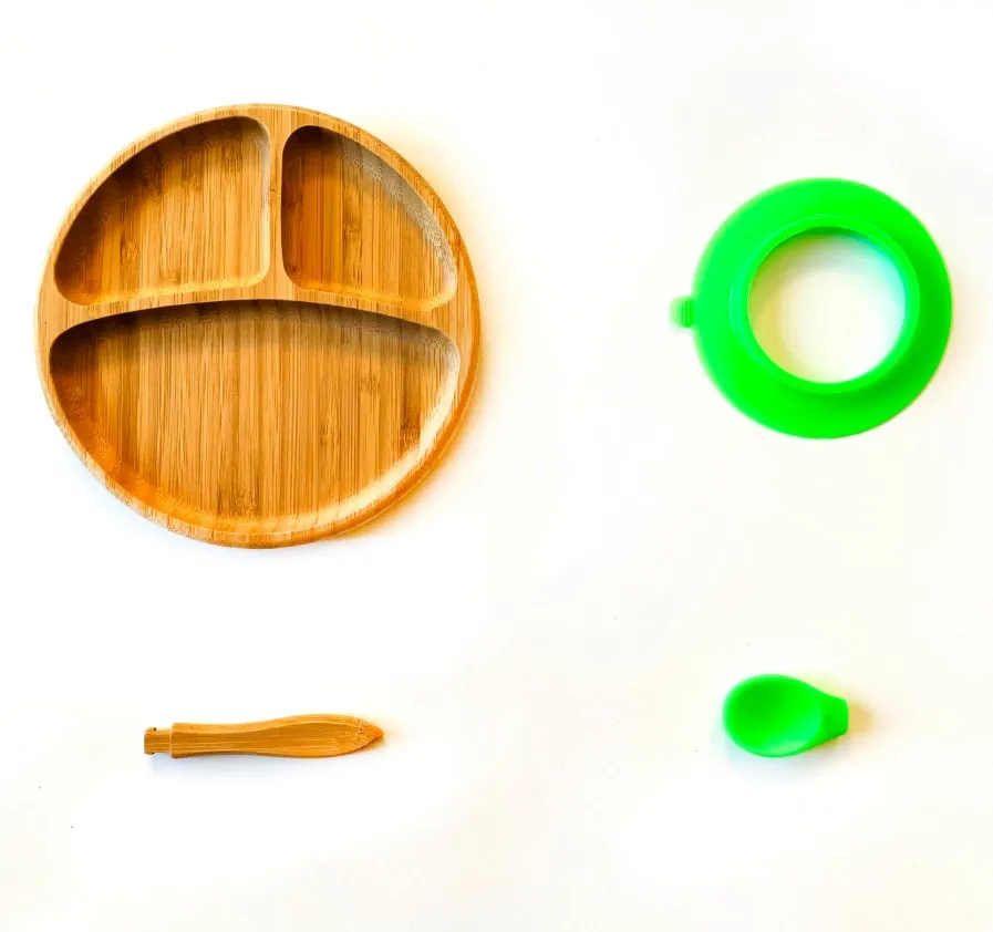 Blue Plate and Spoon Бутылочка для кормления ребенка ложка и вилка набор, расположенных бамбуковая доска с Защита от проливов, оставайтесь на месте всасывания кольцо - Цвет: Blue Plate and Spoon