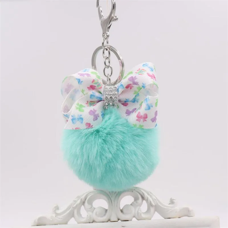 Fashion Accessories Bowknot Faux Rabbit Fur Keychain Ball Key Chains Bag Pendant Car Keyring Pompom Holder For Women | Украшения и