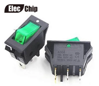 5 шт./лот KCD6 AC 15A/250V 20A/125V ВКЛ ВЫКЛ 2 положения SPST Лодка кулисный переключатель 3