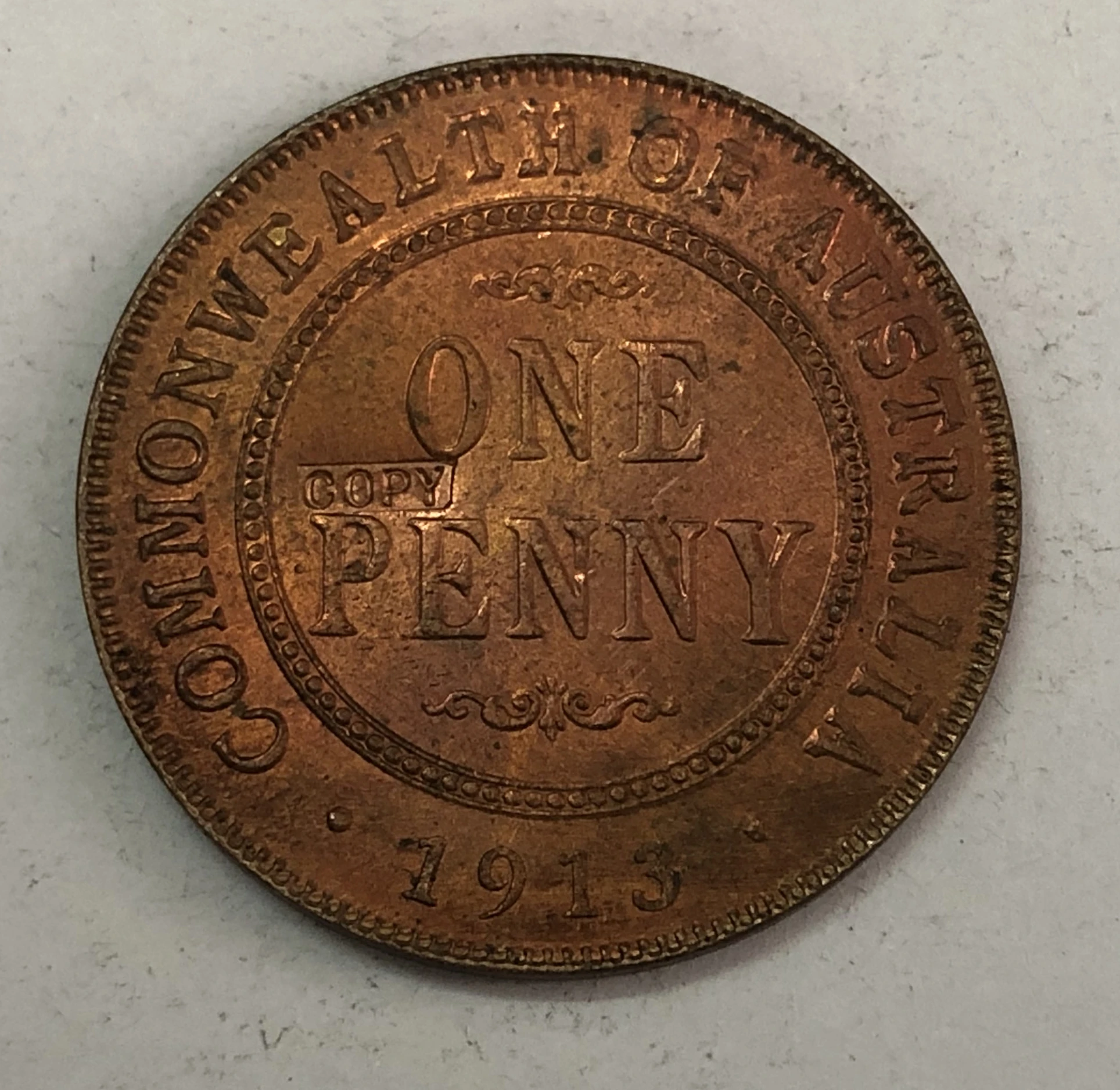 1913 Australia 1 Penny George V|Безвалютные монеты| |