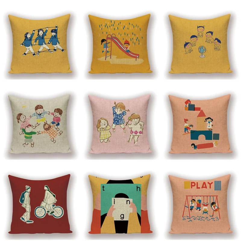 Цветная мультяшная наволочка желтые подушки Декор для дома украшение кровать