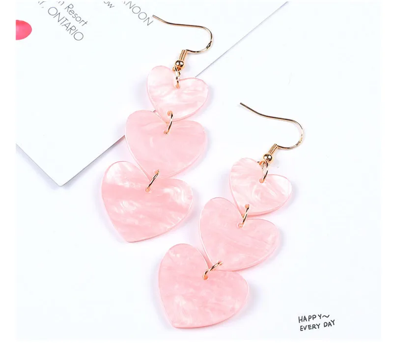Kymyad Bohemian Geometric Earrings Simple Long For Women Pink Heart Drop Earings Fashion Jewelry Dangle Boho | Украшения и