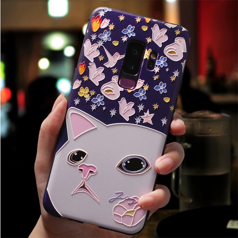3D с тиснением и изображением цветочный Fundas для samsung Galaxy A50 A30 A40 A70 S6 S7 край S8 плюс M30 M20 M10 Примечание 4, 8 9 A5 A7 A6 A8 плюс чехол