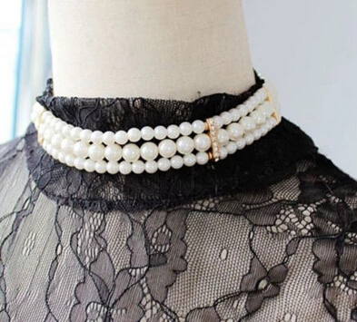 ddh001653 Elegant Gold Pearl Beads Crystal Chain Choker Bib Necklace (B0409) | Украшения и аксессуары