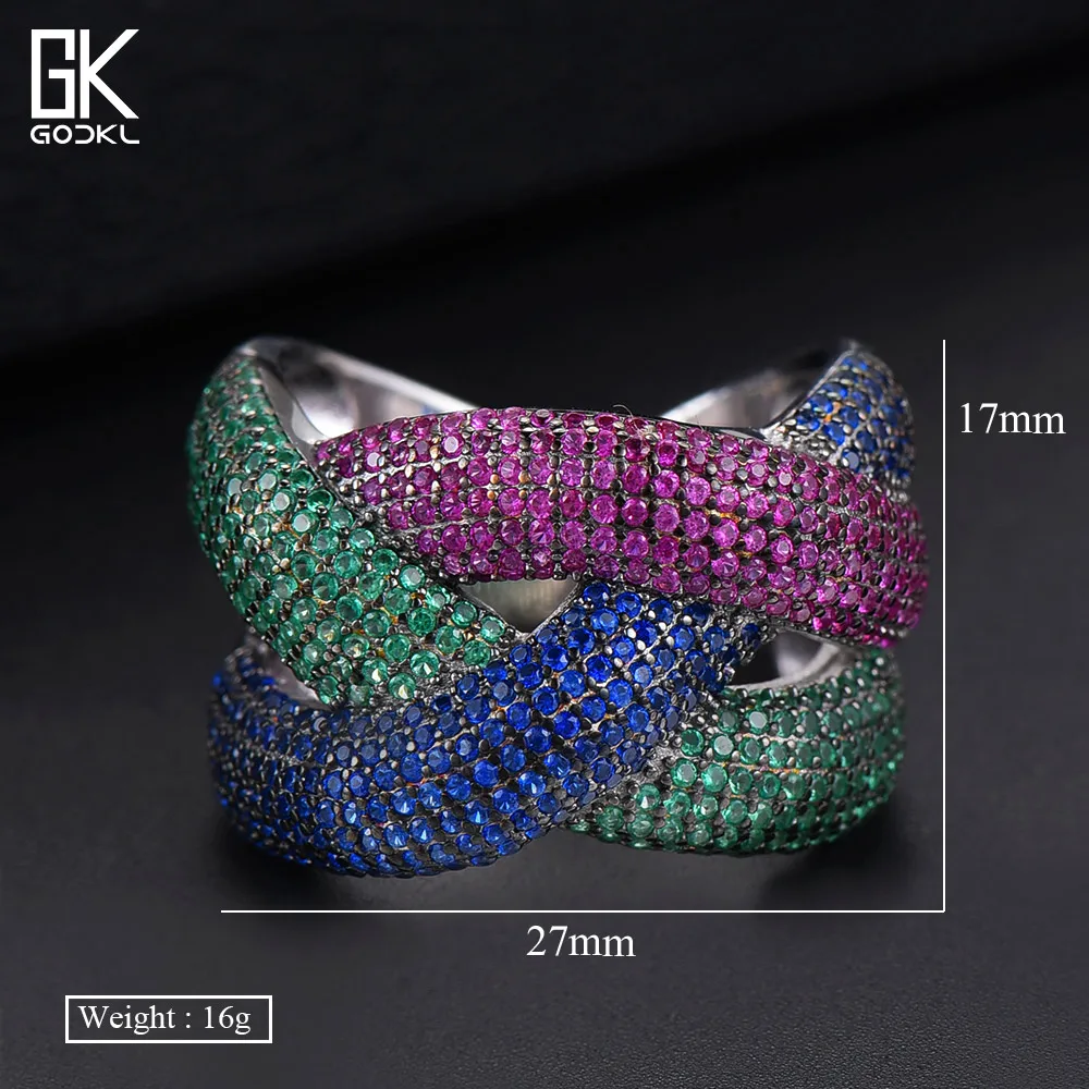 GODKI Роскошные крест S925 стерлингового серебра стекируемые Ringsfor для женщин
