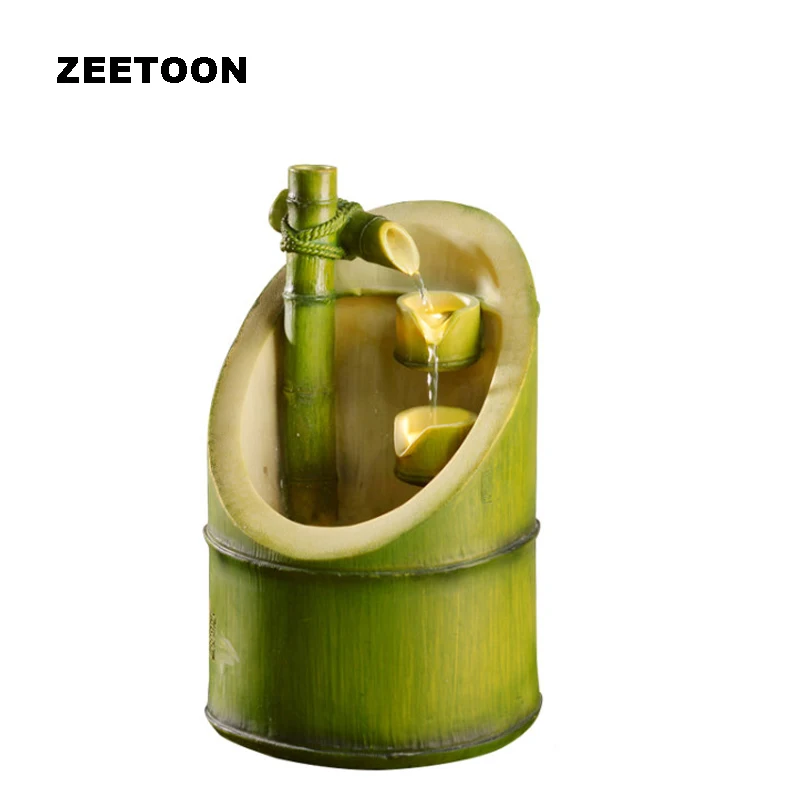 

110-220V Bamboo Circulation Water Fountain Creative LED Tabletop Water Features Feng Shui Lucky Office Home Decor Business Gifts
