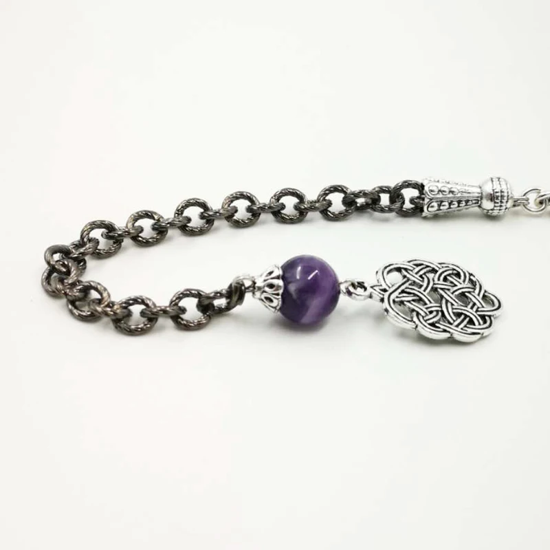 Женские браслеты из натурального аметиста Tasbih с металлической кисточкой в стиле