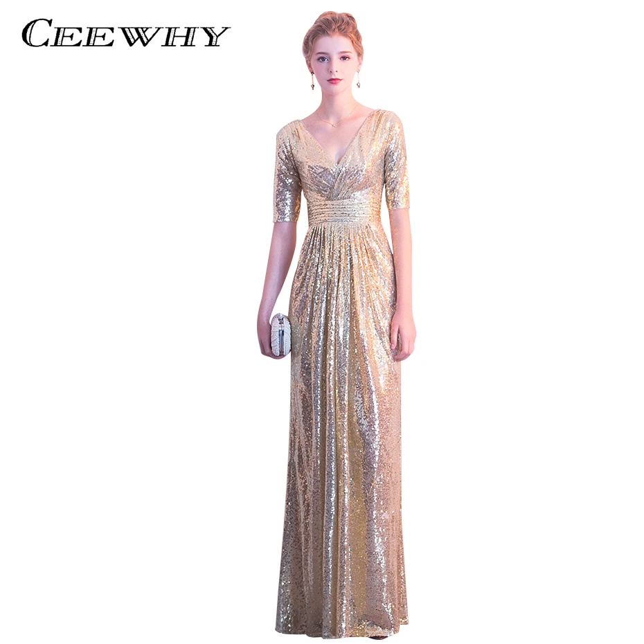 CEEWHY/длинное платье с v-образным вырезом для выпускного вечера Vestido de Festa длинное