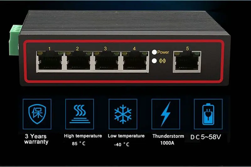 Каблук 5-8 портов промышленный ethernet коммутатор 10/100 м сигнал усиления DIN rail Тип высокой и низкой температуры сетевой коммутатор