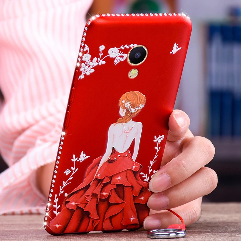 Meizu M5S case luxury fashion diamonds dress girl back cover for MeiZu silicon protective PU rhinestone mobile phone cases |