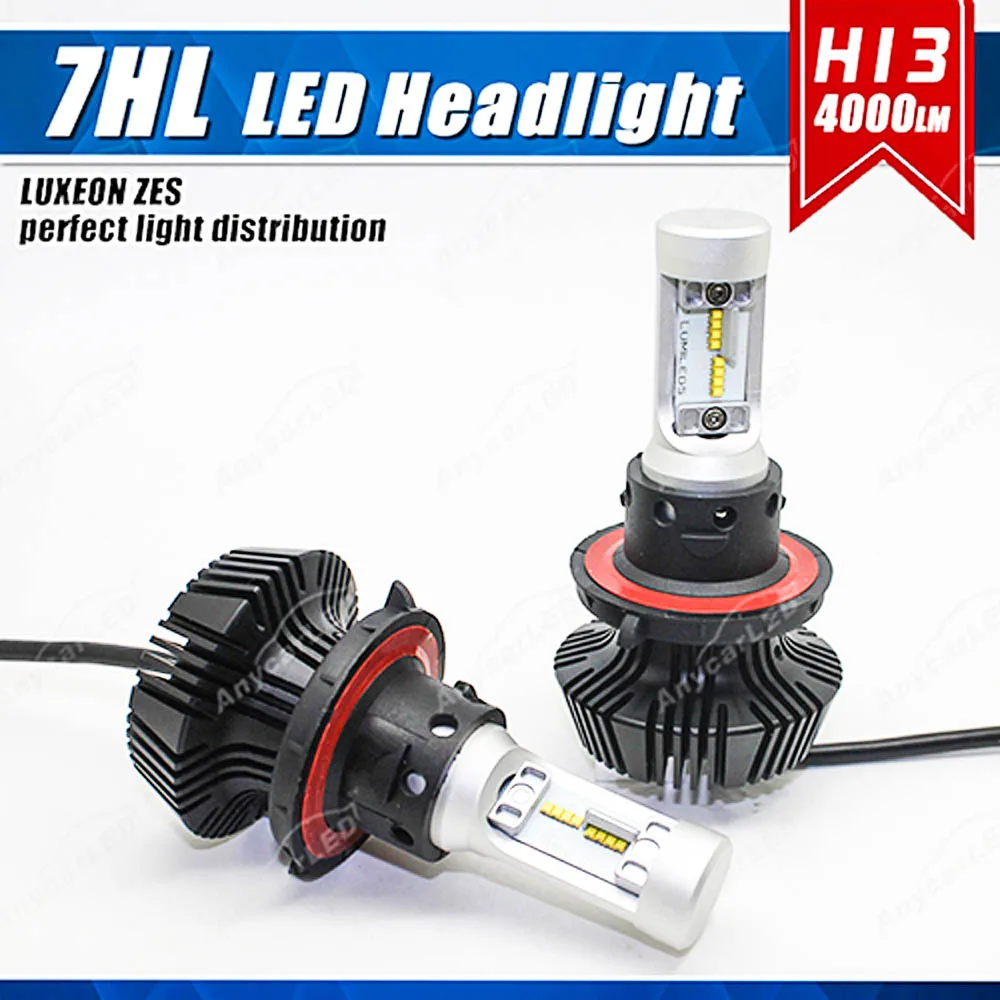 1 комплект H13 9008 50 Вт 8000LM G7 светодиодный фар LUMI LUXEON ZES чипы безвентиляторный чистый
