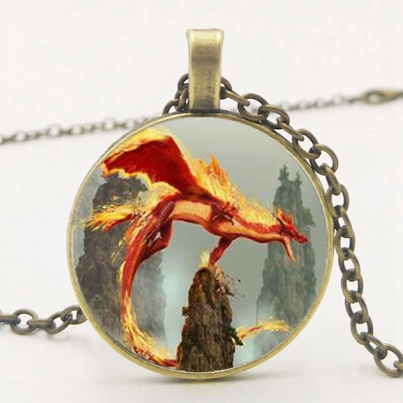

Western Dragon Flying Fire Dragon Pendant Necklace Jewelry Necklace Send A Friend's Gift Photo Private Order