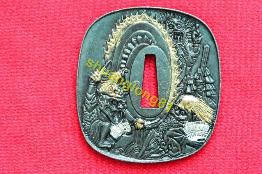 Wonderful Alloy Tsuba Japanese Samurai Katana Sword Guard Wakizashi Nice | Дом и сад
