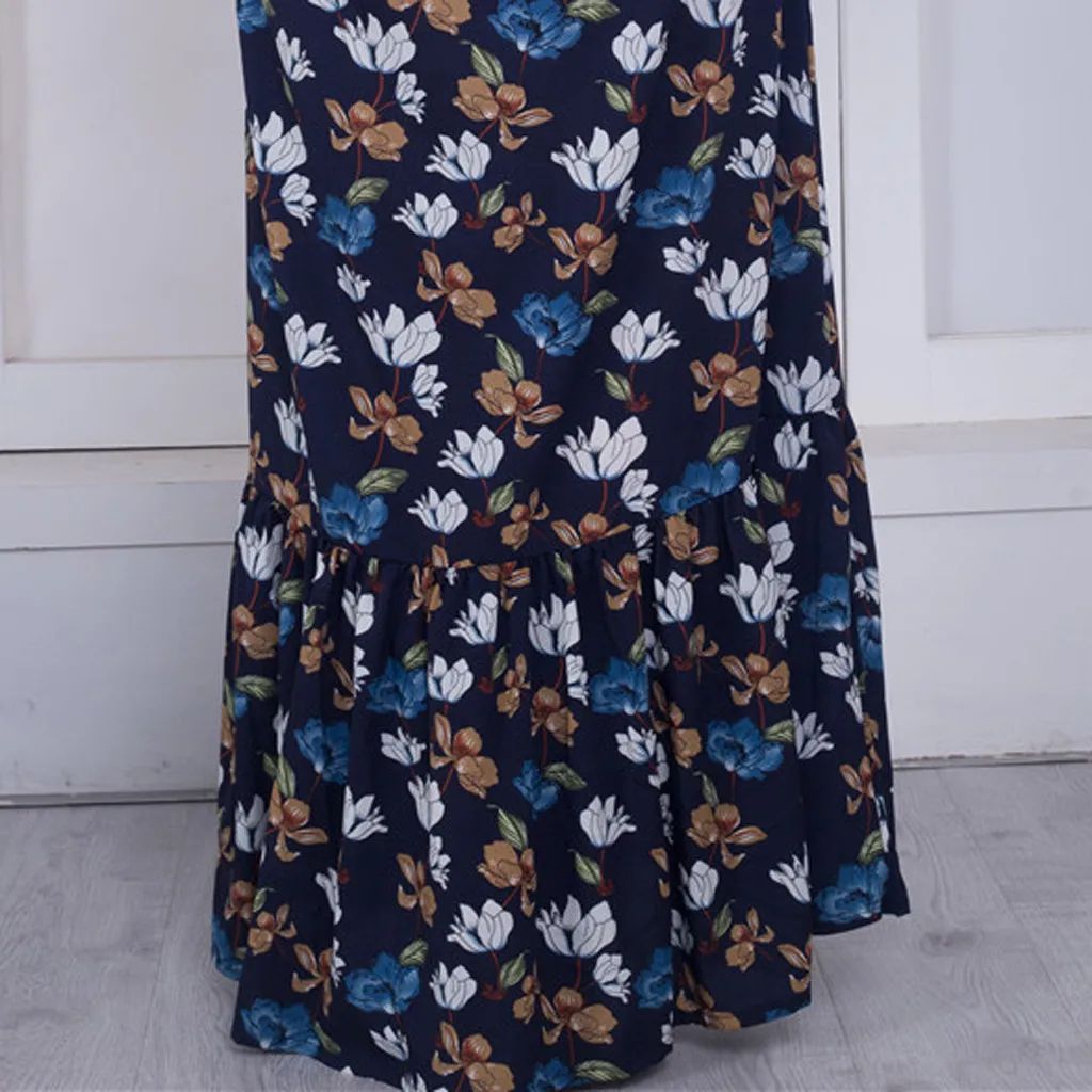 Muslim dress Islamic clothing Hijab Summer Small Floral Trumpet Sleeve Embroidery Elegant Swing Dress D300408 | Тематическая одежда