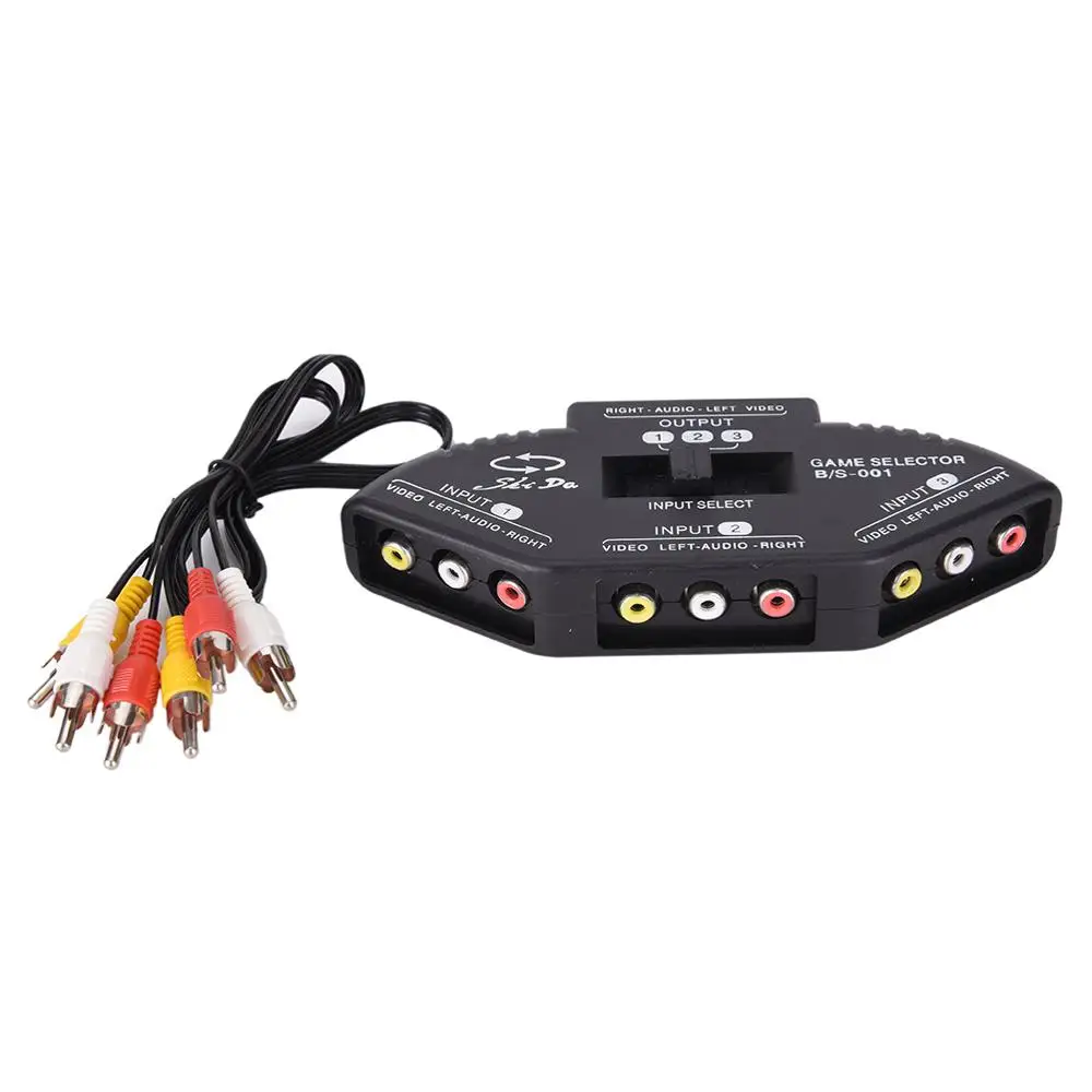 Tonbux 3 полосный Аудио Видео AV RCA сплиттер черный переключатель Селекторный бокс с/3