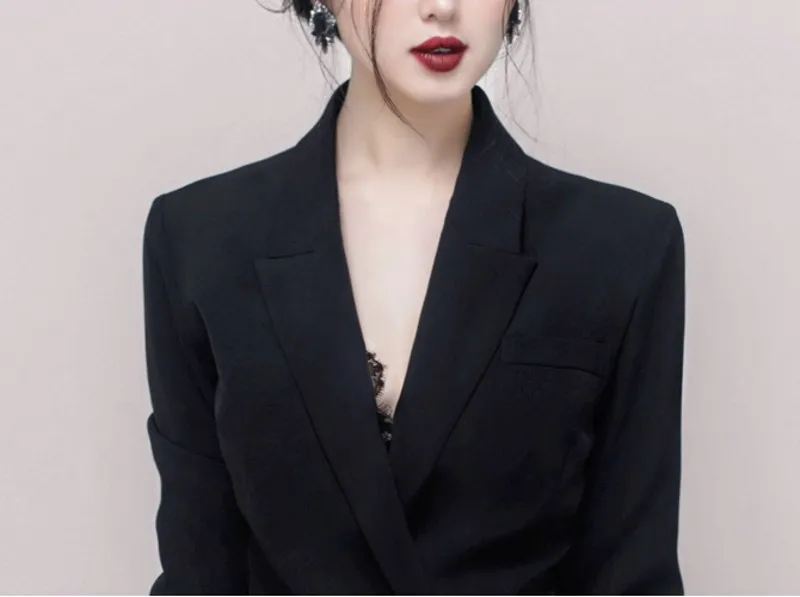 

2018 autumn winter New High quality runway Women's Blazer Long Sleeve Lace patchwork Lace up Long Coat Female Slim Clothing