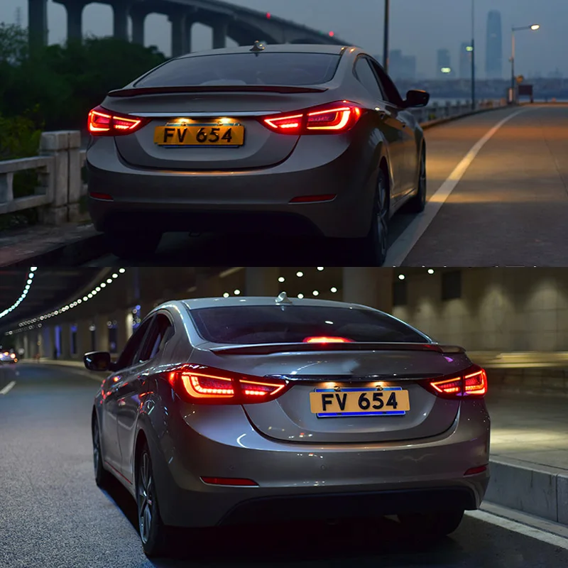 Светодиодный задний фонарь для hyundai Elantra 2012 2013 красный дымчатый черный светодиодный задний светильник поворотный сигнал и тормозной светильник