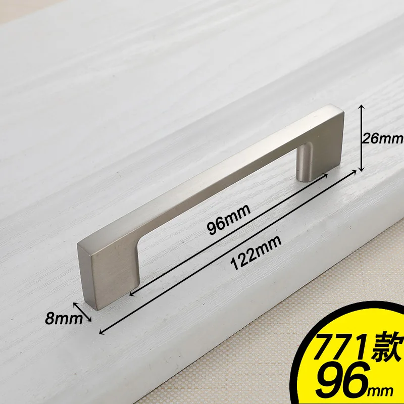 771-96 MM AOBT кухонные ручки для шкафа, круглая ручка Матовый никель 96 мм 128 мм 160 мм ручка для мебели для ящика шкафа тянет алюминиевый сплав 773 - Цвет: 771-96 MM