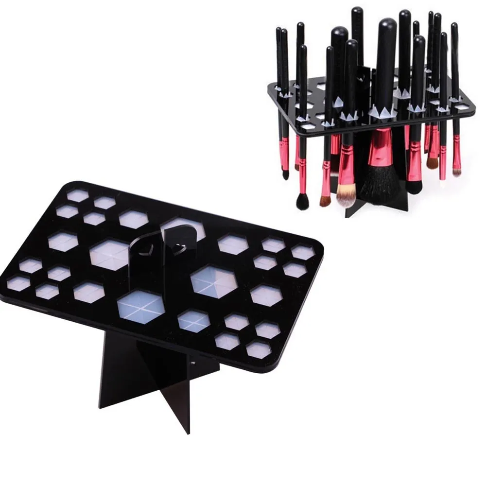 26 Hole Holder MAANGE, высокое качество, держатель для кисточек, 26/42, маленький держатель для кисточек для макияжа, складной, для сушки воздуха, для хранения дерева, стойка USPS, Прямая поставка - Цвет: 26 Hole Holder