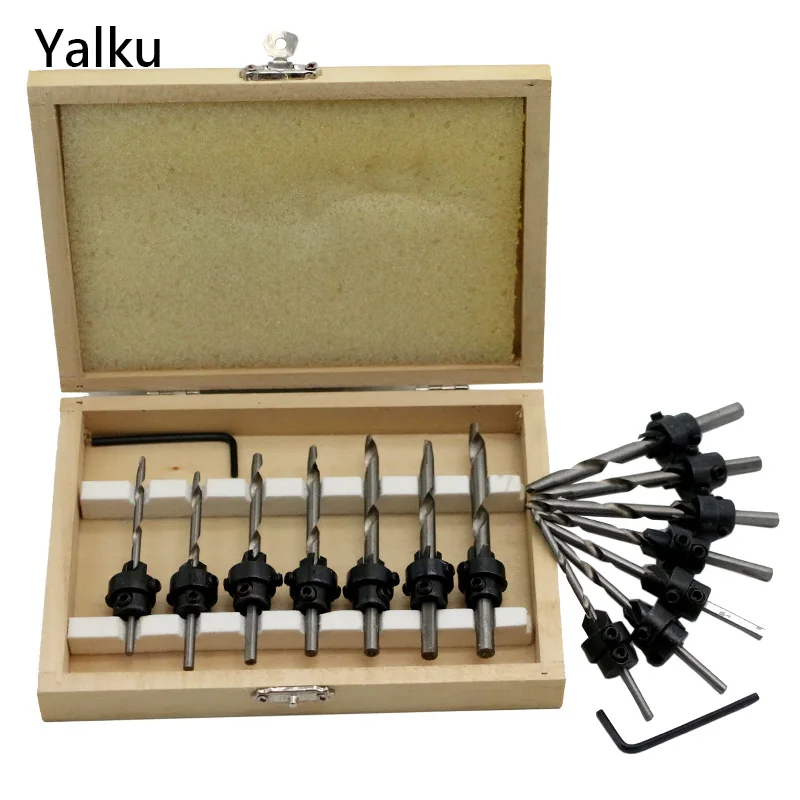 Yalku дерева под названием Matrix Body diamond cutter PDC набор 5/8 шт. спиральное сверло набор+ мини ключ, дюймовый стандарт Мощность инструмента из быстрорежущей стали сверла HSS набор инструментов винт Кепки Набор бит