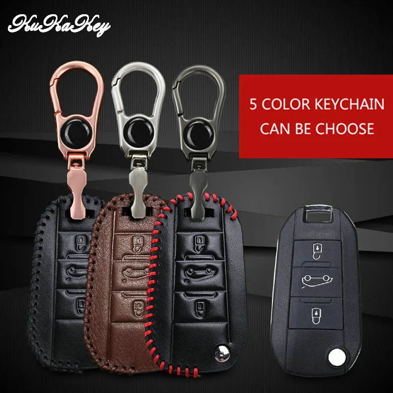 Kukakey For Citroen Triunph Sega CACTUS C5 C3 C4L AIRCORSS Fashion Leather Car Key Cover Case Keychain Accessories | Автомобили и