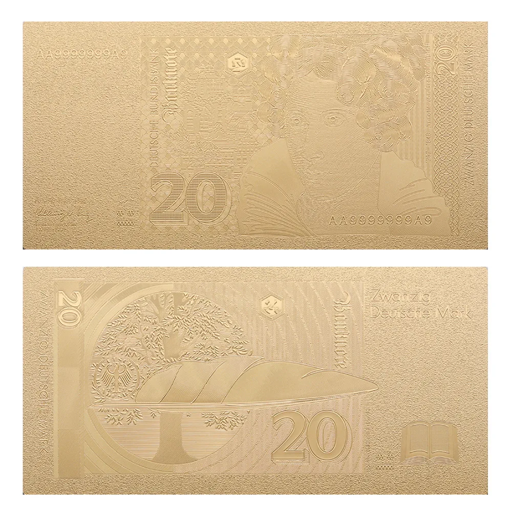 Золотые банкноты VNFURU Deutsche Mark золотые 24K креативные 20-валютные искусство низкая