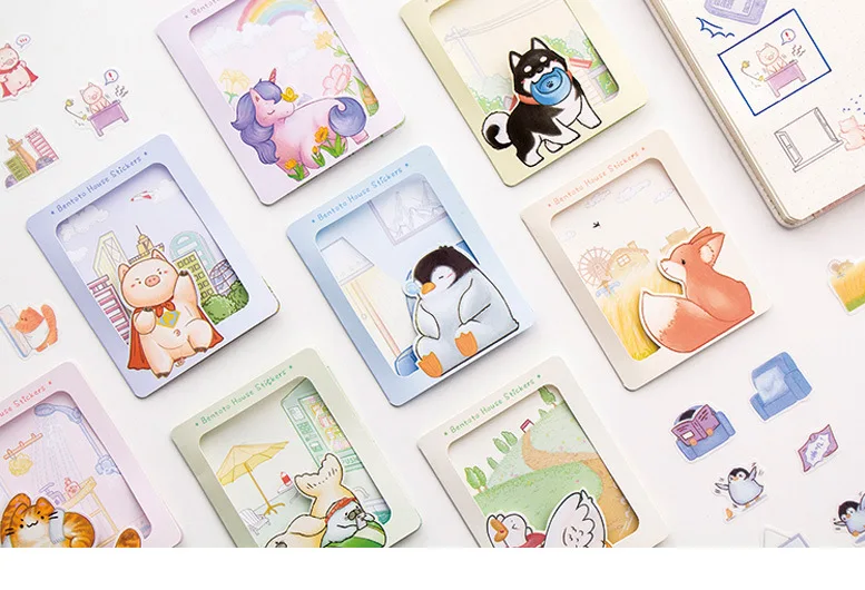 Kawaii Вечерние наклейки в виде животных, кошек, единорогов, пуль, журнал, декоративные наклейки, набор для скрапбукинга, этикетки, канцелярские наклейки для дневника, альбома